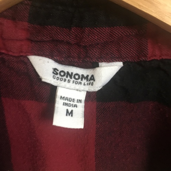 Sonoma Red Buffalo Check Flannel Shirt Size Medium - Picture 2 of 2